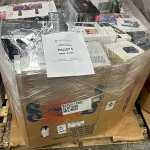 Pallet of high-count electronics liquidation pallet — consumer electronics, customer-return liquidation lot