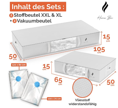 itQlaDhzSIR6MkwjpdEtLVOxDKB2EteskTCXIZhm HOME BOX Under Bed Storage Set 2 Vacuum Bags + 2 Fabric Bags Liquidation Pallet — liquidation pallet photo 2